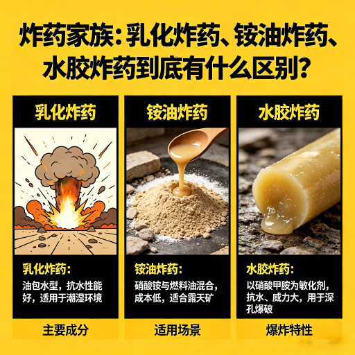 盐亭炸药家族：乳化炸药、铵油炸药、水胶炸药到底有什么区别？
